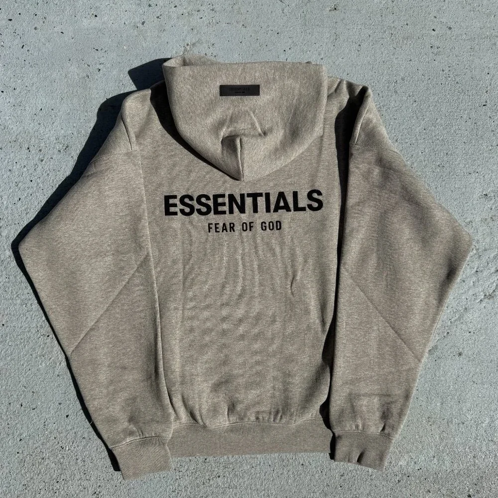 Fear of God Essentials Hoodie Grey Dark Oatmeal Size Small - Picture 2 of 11